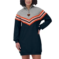 Women's WEAR by Erin Andrews  Navy/Heather Gray Chicago Bears Chevron Stripe Dress