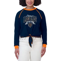 Women's WEAR by Erin Andrews Navy/Orange Chicago Bears Plus Tie-Front Long Sleeve Top