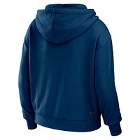 Sweat à capuche court zippé léger et modeste blocs de couleurs bleu marine/blanc pour femme WEAR by Erin Andrews des Chicago Bears