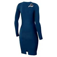 Women's WEAR by Erin Andrews Navy Chicago Bears Lace Up Long Sleeve Dress