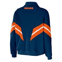 Women's WEAR by Erin Andrews Navy Chicago Bears Plus Yarn Dye Stripe Full-Zip Jacket
