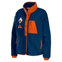 Women's WEAR by Erin Andrews Navy Chicago Bears Polar Fleece Raglan Full-Snap Jacket