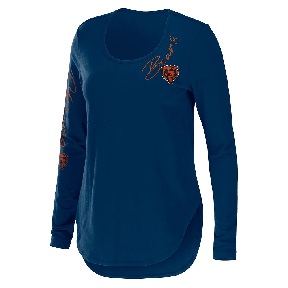 Women's WEAR by Erin Andrews Navy Chicago Bears Team Scoop Neck T-Shirt