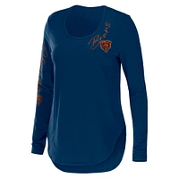 Women's WEAR by Erin Andrews Navy Chicago Bears Team Scoop Neck T-Shirt
