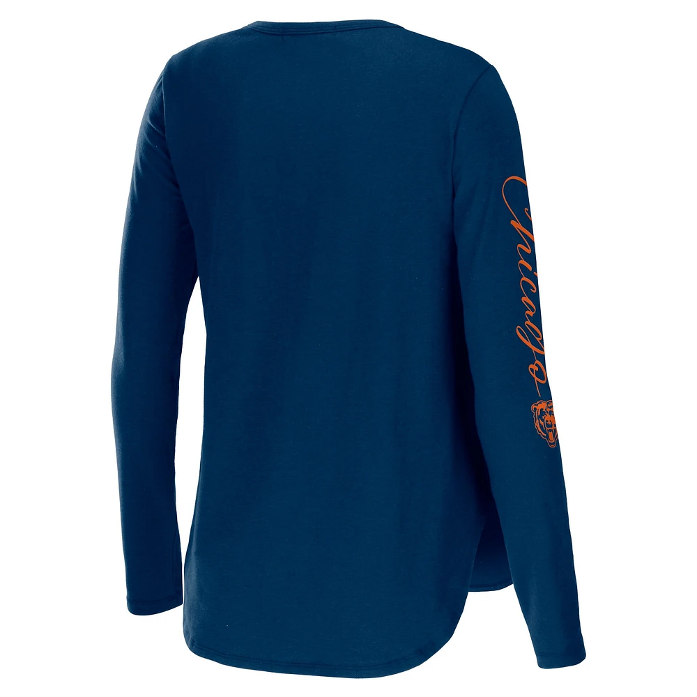 Women's WEAR by Erin Andrews Navy Chicago Bears Team Scoop Neck T-Shirt