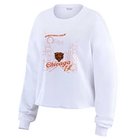 Women's WEAR by Erin Andrews White Chicago Bears Postcard Cropped Long Sleeve Top