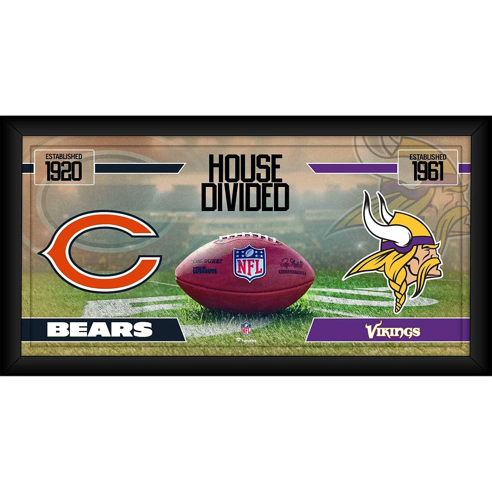 Collage de football encadré 10" x 20" des Bears de Chicago contre les Vikings du Minnesota