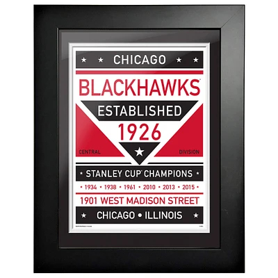 Blackhawks de Chicago - Oeuvre encadrée bicolore 12'' x 16''