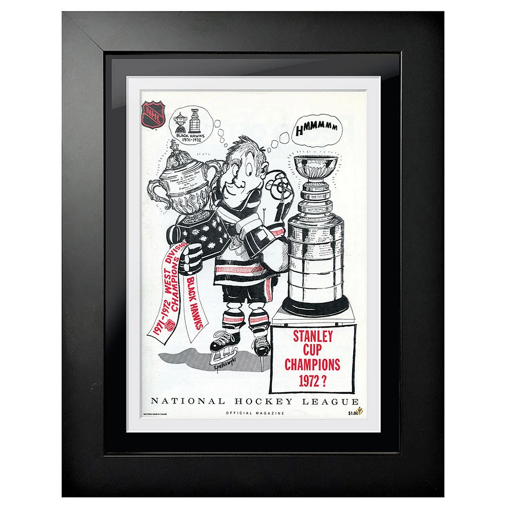 Chicago Blackhawks 1972 Champions de la division Ouest - Couverture de programme encadrée 12'' x 16''