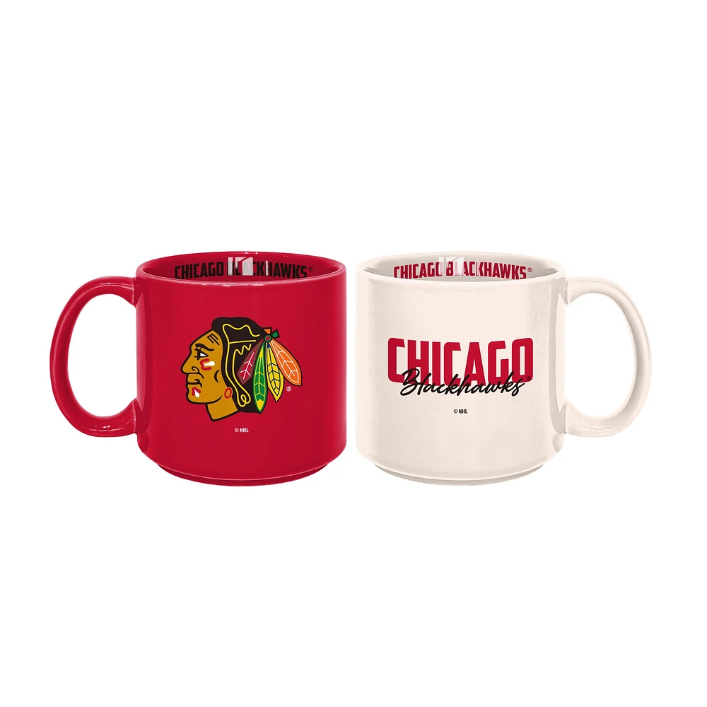 Lot de 2 tasses empilables de 15 oz des Blackhawks de Chicago
