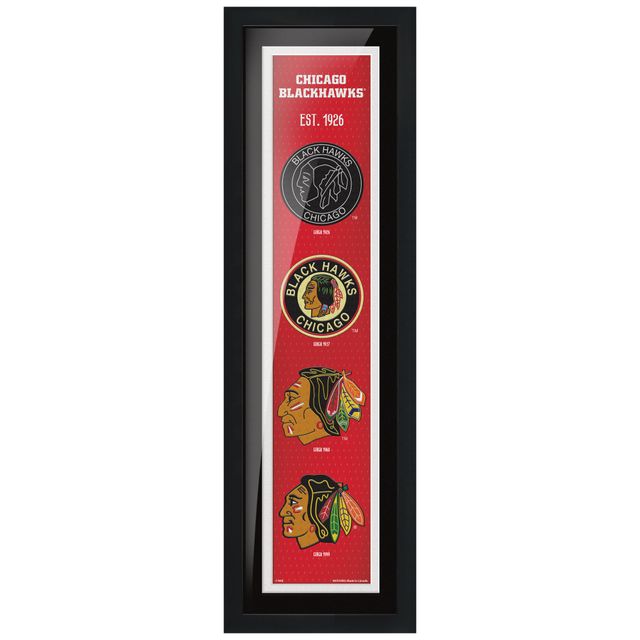 Blackhawks de Chicago - 6'' x 22'' Heritageuvre d'art encadrée Team Heritage