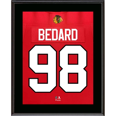 Plaque de joueur sublimée avec numéro de maillot Connor Bedard des Blackhawks de Chicago de 10,5 po x 13 po