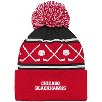 Infant Red Chicago Blackhawks Face-Off Cuffed Knit Hat with Pom