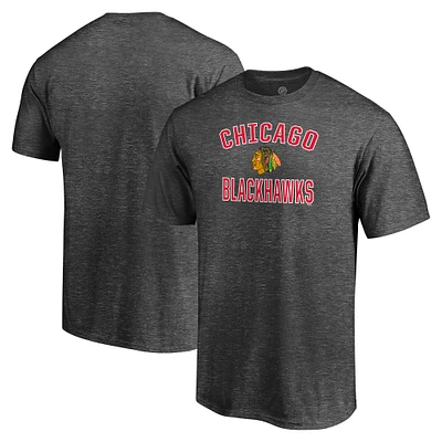T-shirt Fanatics Heather Charcoal pour homme Chicago Blackhawks Victory Arch