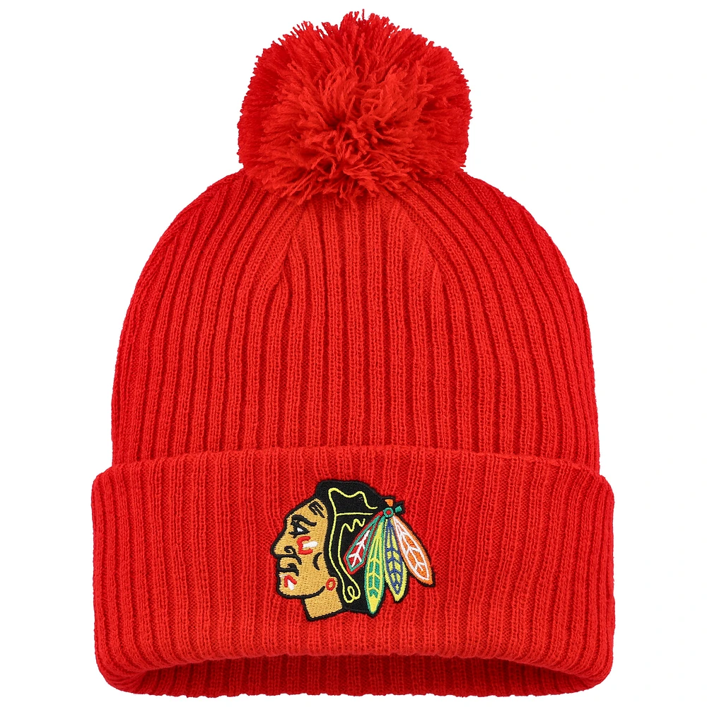 Men's Fanatics Red Chicago Blackhawks Cuffed Knit Hat with Pom