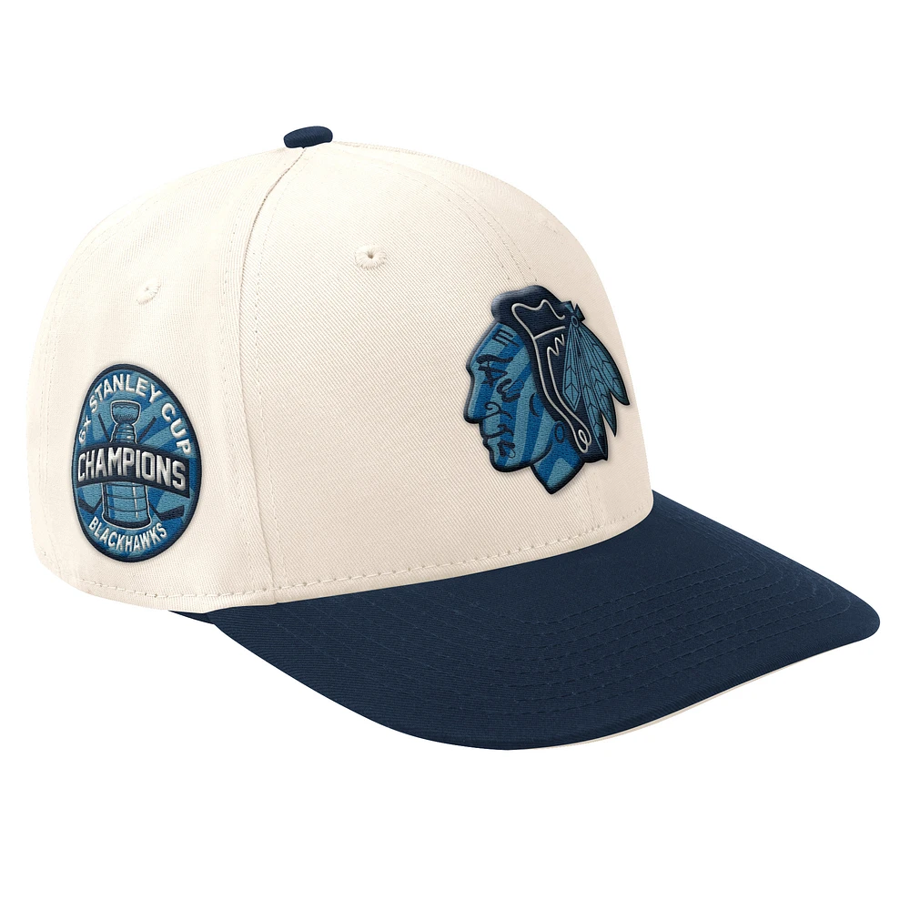 Casquette ajustable classique Blue Wave pour homme, couleur crème/bleu marine