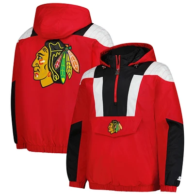 Men's Starter  Red Chicago Blackhawks Charger Half-Zip Pullover Hoodie