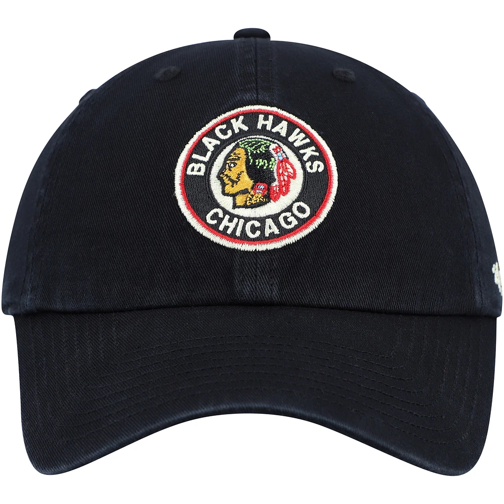 Men's '47 Black Chicago Blackhawks Clean Up Adjustable Hat