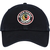 Men's '47 Black Chicago Blackhawks Clean Up Adjustable Hat
