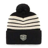 Men's '47  Black Chicago Blackhawks Old Time Hockey Barn Cuffed Knit Hat with Pom