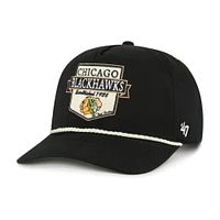 Casquette ajustable noire '47 Chicago Blackhawks Old Time Hockey Rafter Sure Shot Hitch pour homme