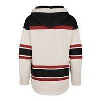 Men's '47 Oatmeal Chicago Blackhawks Rockaway Lace-Up Pullover Hoodie