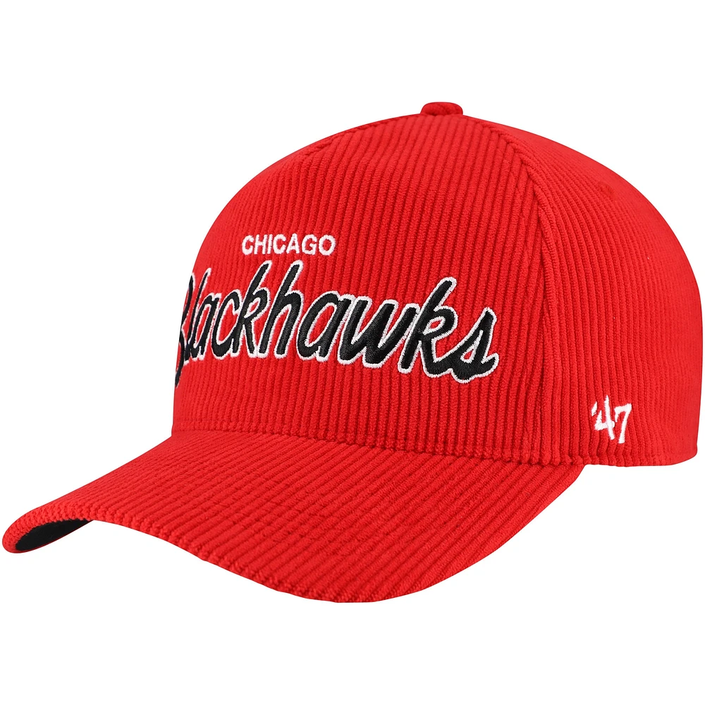 Men's '47  Red Chicago Blackhawks Crosstown Corduroy Hitch Adjustable Hat