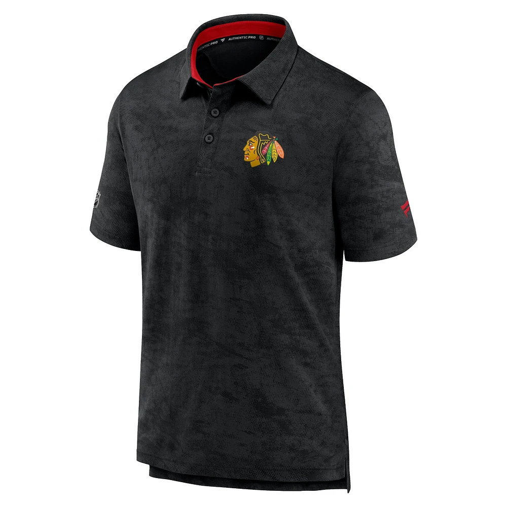 Men's Black Chicago Blackhawks Authentic Pro Rink Polo