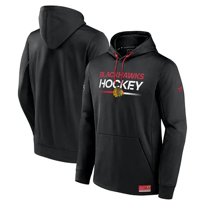 Sweat à capuche en polaire authentique Fanatics Black Chicago Blackhawks pour homme