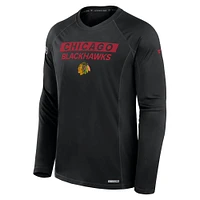 Men's Fanatics  Black Chicago Blackhawks Authentic Pro Rink Tech Long Sleeve T-Shirt