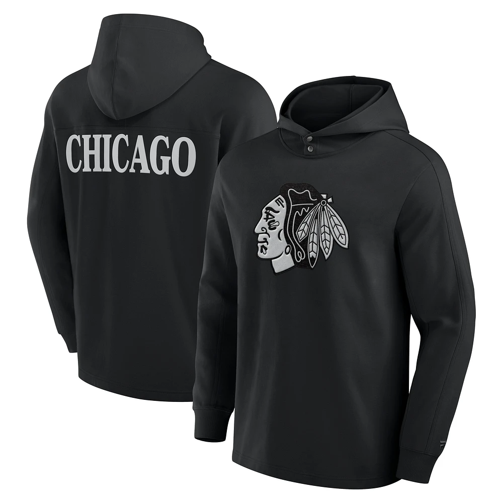 T-shirt à capuche manches longues en mélange tricolore Elements Blaze des Chicago Blackhawks pour hommes Fanatics Black