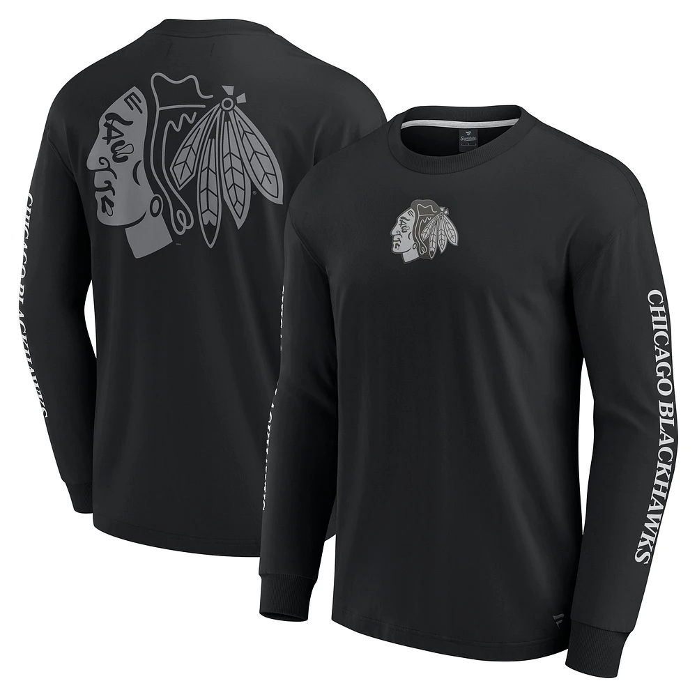 T-shirt à manches longues Fanatics pour hommes, noir, Chicago Blackhawks Elements Strive