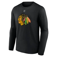 Men's Fanatics Connor Bedard Black Chicago Blackhawks Authentic Stack Name & Number Long Sleeve T-Shirt