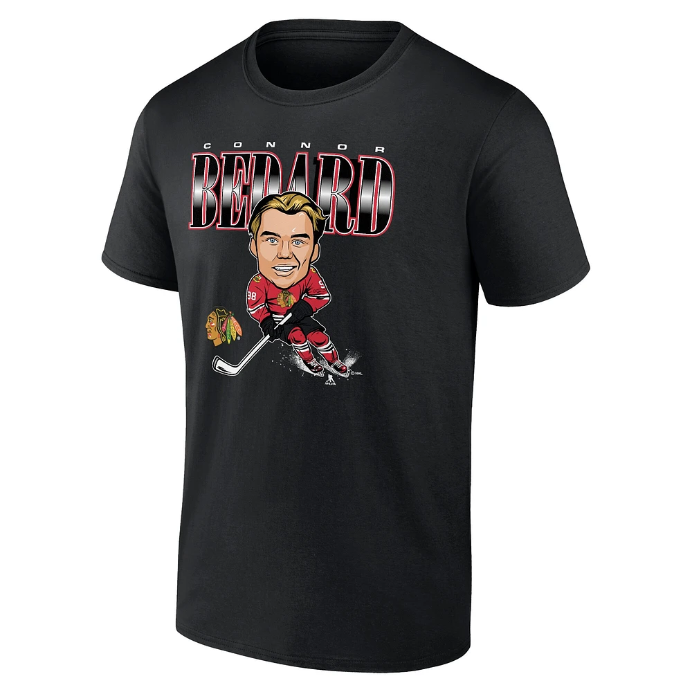 Men's Fanatics Connor Bedard Black Chicago Blackhawks Player Caricature T-Shirt