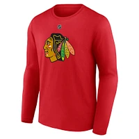 Men's Fanatics Connor Bedard Red Chicago Blackhawks Authentic Stack Name & Number Long Sleeve T-Shirt