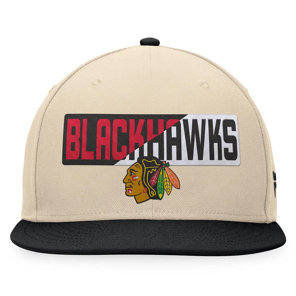 Men's Fanatics Cream/Black Chicago Blackhawks Goalaso Snapback Hat