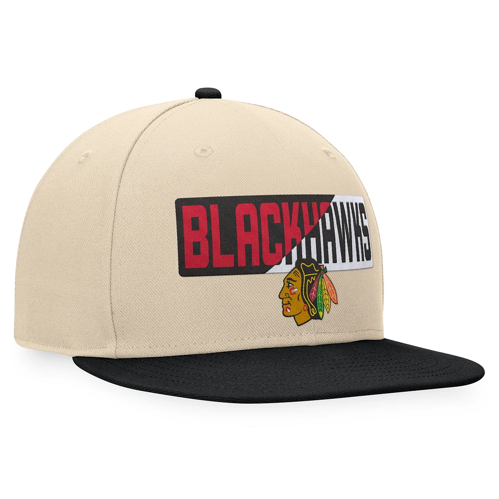 Men's Fanatics Cream/Black Chicago Blackhawks Goalaso Snapback Hat
