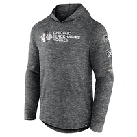 Men's Fanatics  Heather Charcoal Chicago Blackhawks Stacked Long Sleeve Hoodie T-Shirt