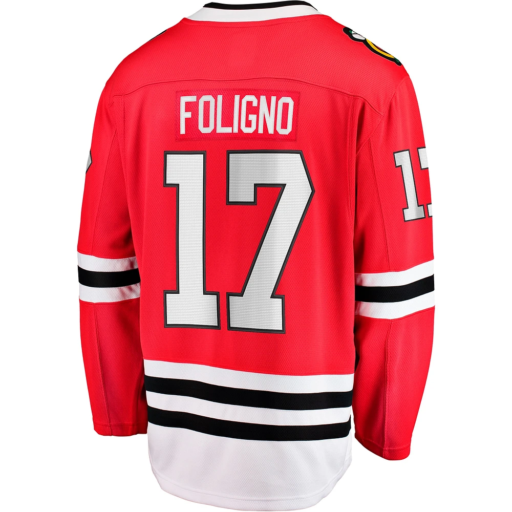 Men's Fanatics Nick Foligno Red Chicago Blackhawks Home Breakaway Jersey