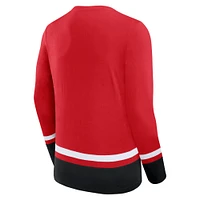 Men's Fanatics Red Chicago Blackhawks Back Pass Lace-Up Long Sleeve T-Shirt