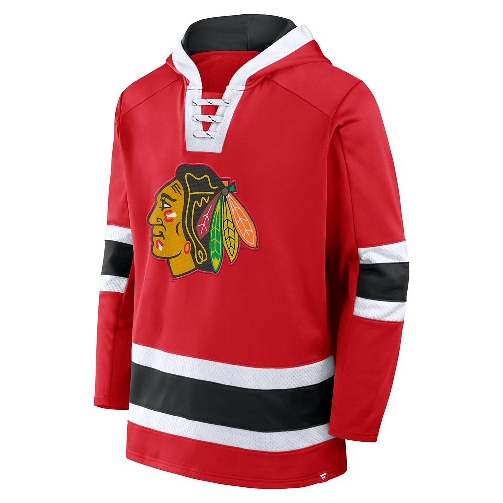 Men's Fanatics  Red Chicago Blackhawks Inside Line Fleece Pullover Hoodie