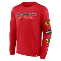 Men's Fanatics Red Chicago Blackhawks Strike the Goal Long Sleeve T-Shirt