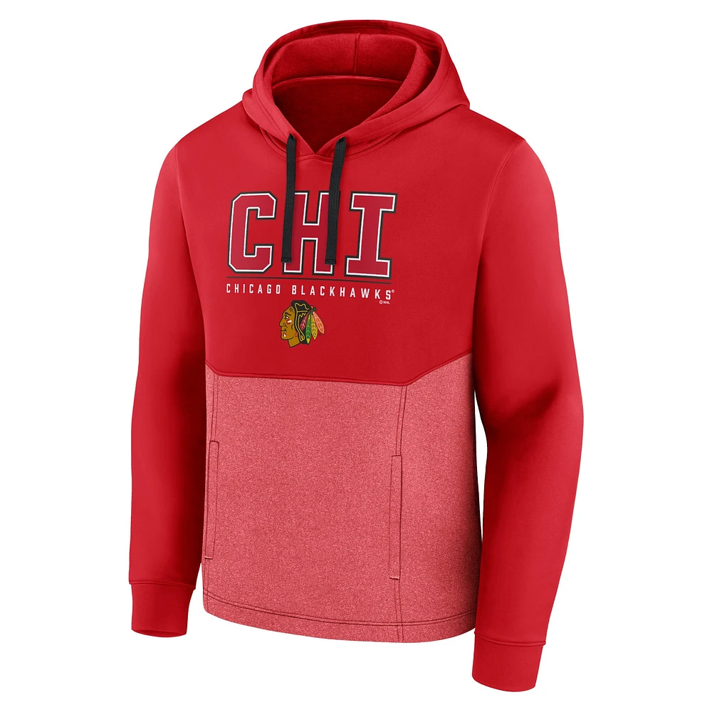 Men's Fanatics Red Chicago Blackhawks Successful Tri-Blend Pullover Hoodie