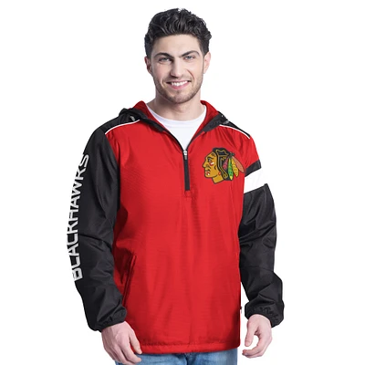 Veste à capuche demi-zip latéral G-III Sports by Carl Banks pour homme rouge/noir Chicago Blackhawks
