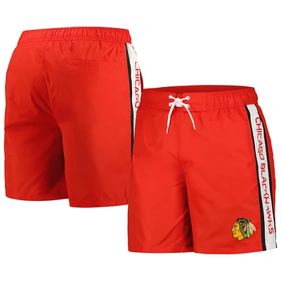 Maillot de bain G-III Sports by Carl Banks pour hommes, rouge, Chicago Blackhawks Streamline Volley