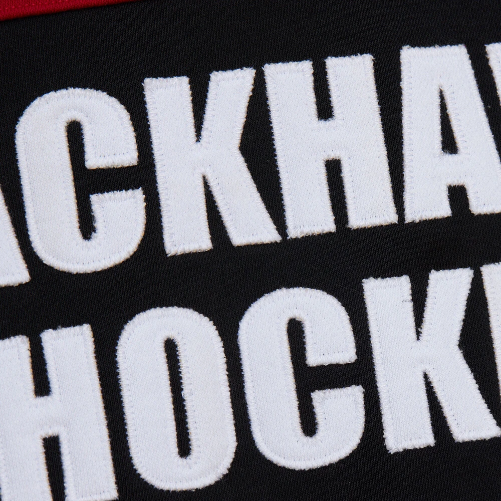 Men's Mitchell & Ness Black Chicago Blackhawks Head Coach Slogan Pullover Hoodie