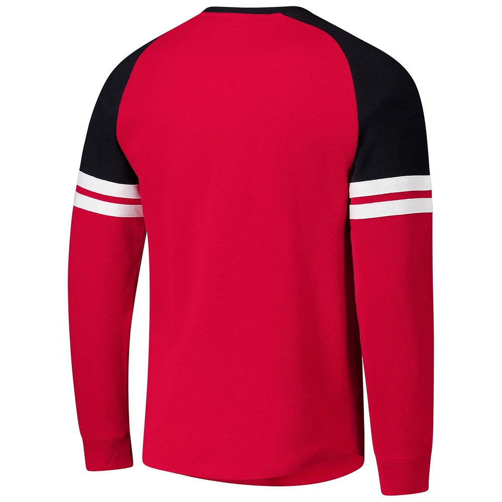Men's Mitchell & Ness  Red Chicago Blackhawks Thermal Henley Long Sleeve T-Shirt