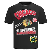 Men's Pro Standard Black Chicago Blackhawks Turn It Up Dropped Shoulder T-Shirt
