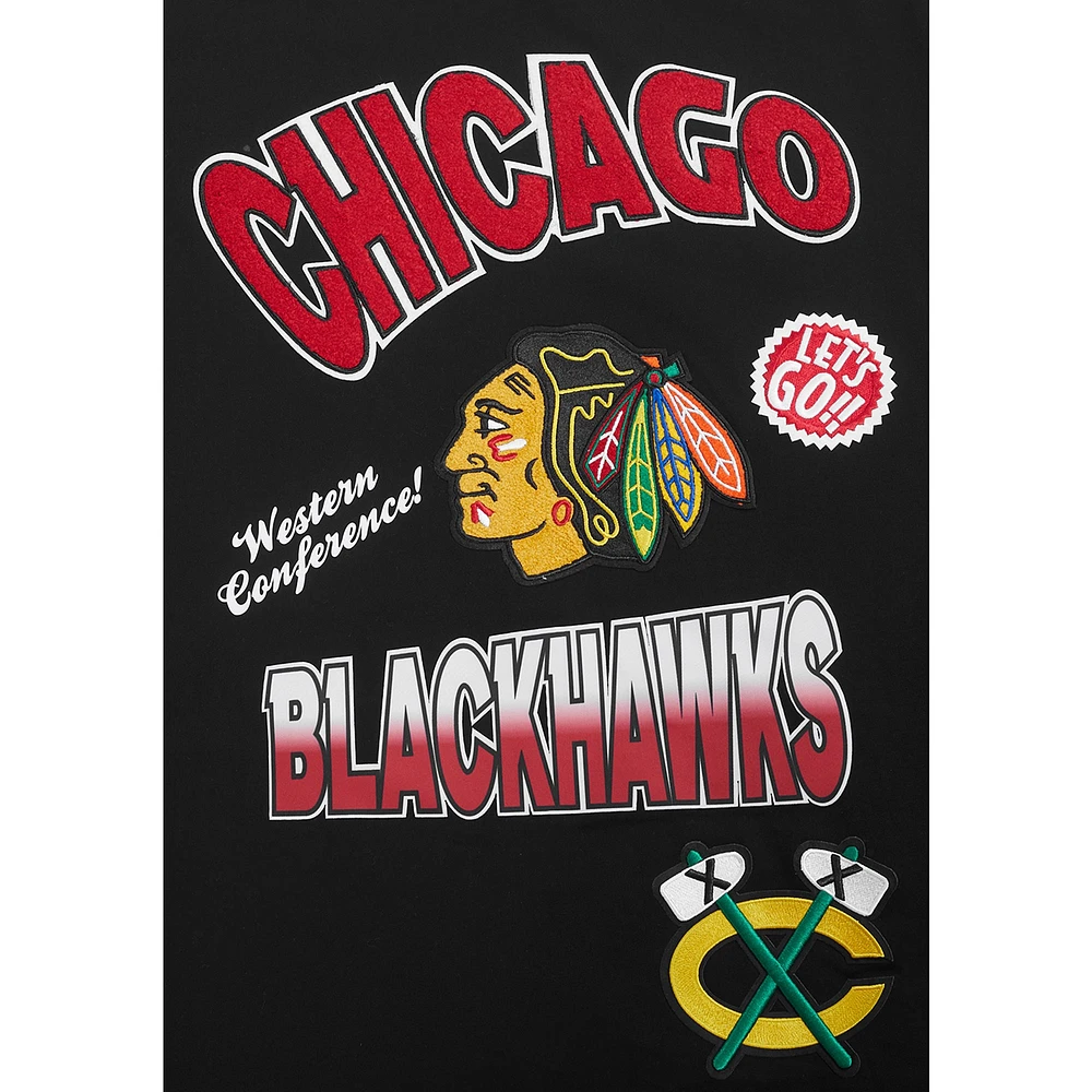 Men's Pro Standard Black Chicago Blackhawks Turn It Up Dropped Shoulder T-Shirt