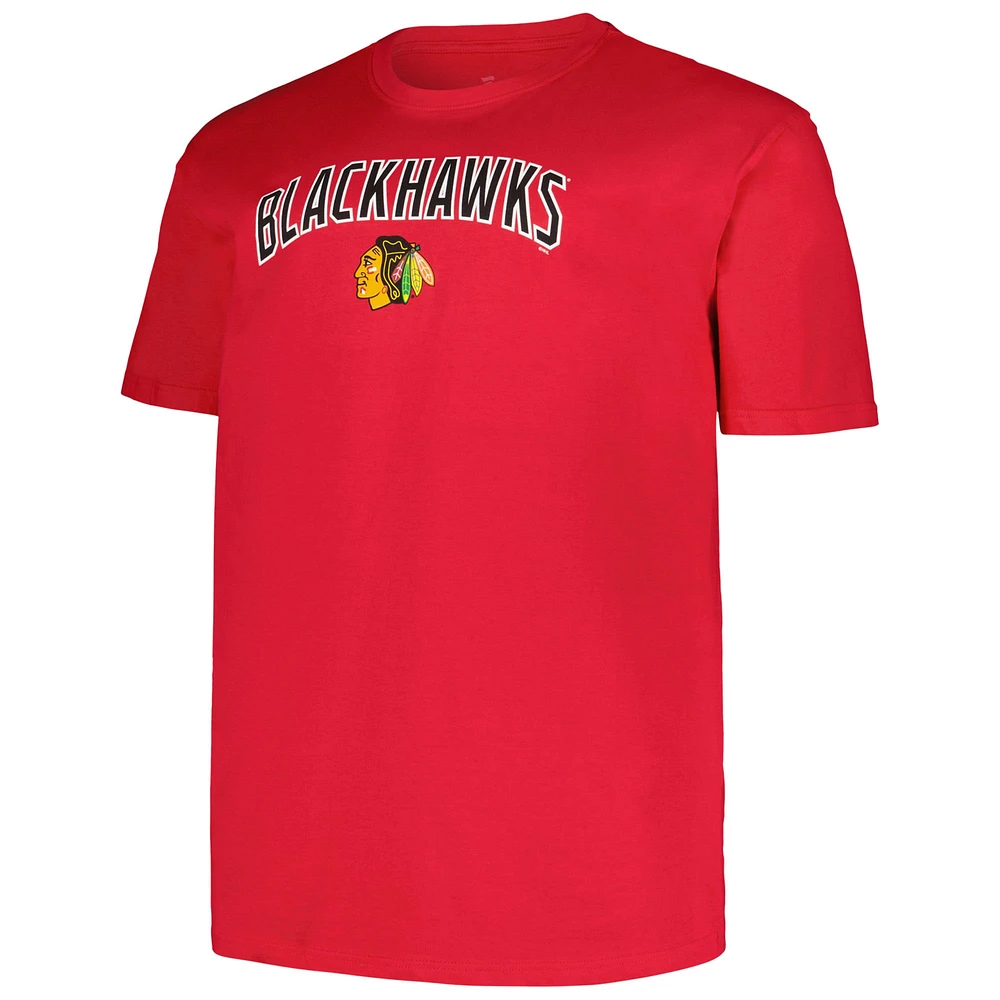 Men's Profile Red Chicago Blackhawks Big & Tall Arch Over Logo T-Shirt